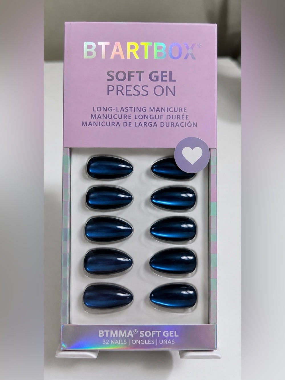 BTArtbox Soft Gel Press On Nails – Metallic Navy Blue – NEW